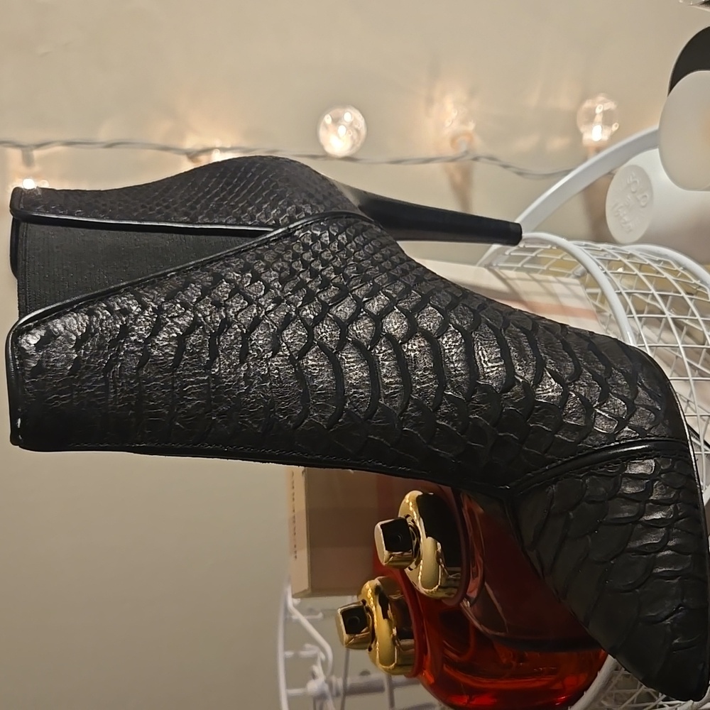 Rachel Zoe Black Textured Ankle Booties